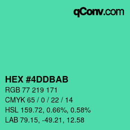 颜色代码: HEX #4DDBAB | qconv.com