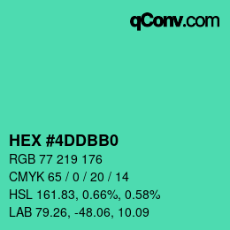 カラーコード: HEX #4DDBB0 | qconv.com