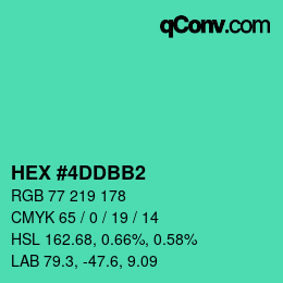 颜色代码: HEX #4DDBB2 | qconv.com