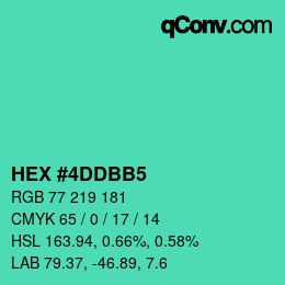 カラーコード: HEX #4DDBB5 | qconv.com