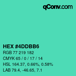 颜色代码: HEX #4DDBB6 | qconv.com