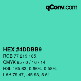 颜色代码: HEX #4DDBB9 | qconv.com