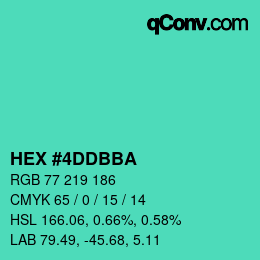 颜色代码: HEX #4DDBBA | qconv.com