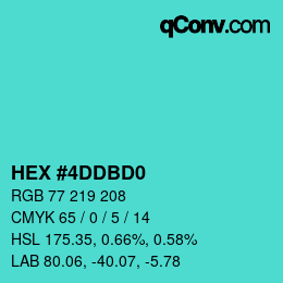颜色代码: HEX #4DDBD0 | qconv.com