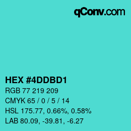 颜色代码: HEX #4DDBD1 | qconv.com