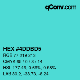 颜色代码: HEX #4DDBD5 | qconv.com