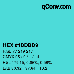 Color code: HEX #4DDBD9 | qconv.com