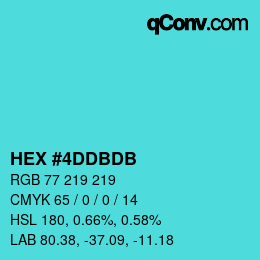 颜色代码: HEX #4DDBDB | qconv.com