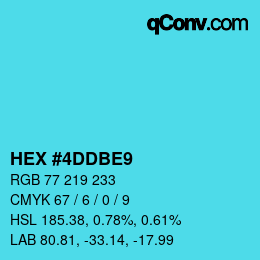 カラーコード: HEX #4DDBE9 | qconv.com