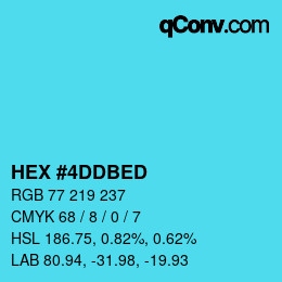 カラーコード: HEX #4DDBED | qconv.com