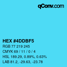 颜色代码: HEX #4DDBF5 | qconv.com