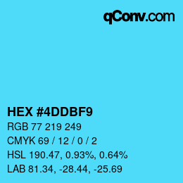 カラーコード: HEX #4DDBF9 | qconv.com