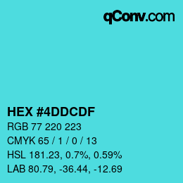 Color code: HEX #4DDCDF | qconv.com