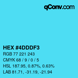 Color code: HEX #4DDDF3 | qconv.com