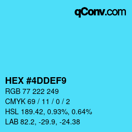 カラーコード: HEX #4DDEF9 | qconv.com