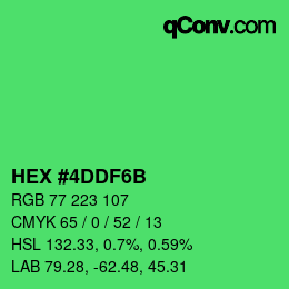Color code: HEX #4DDF6B | qconv.com