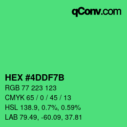 カラーコード: HEX #4DDF7B | qconv.com