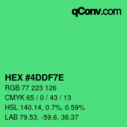 Color code: HEX #4DDF7E | qconv.com