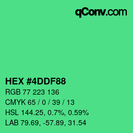 カラーコード: HEX #4DDF88 | qconv.com