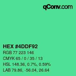 カラーコード: HEX #4DDF92 | qconv.com