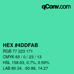 Color code: HEX #4DDFAB | qconv.com