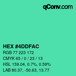 カラーコード: HEX #4DDFAC | qconv.com