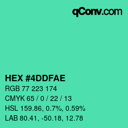 Color code: HEX #4DDFAE | qconv.com