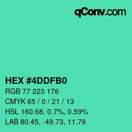 カラーコード: HEX #4DDFB0 | qconv.com