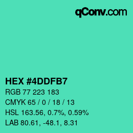 Color code: HEX #4DDFB7 | qconv.com