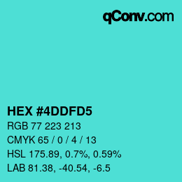 カラーコード: HEX #4DDFD5 | qconv.com
