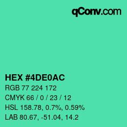 Color code: HEX #4DE0AC | qconv.com