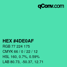 Color code: HEX #4DE0AF | qconv.com