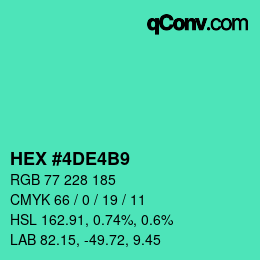 Color code: HEX #4DE4B9 | qconv.com