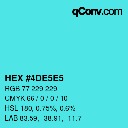 Color code: HEX #4DE5E5 | qconv.com