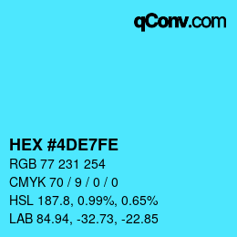 カラーコード: HEX #4DE7FE | qconv.com