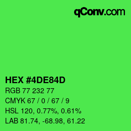 Color code: HEX #4DE84D | qconv.com
