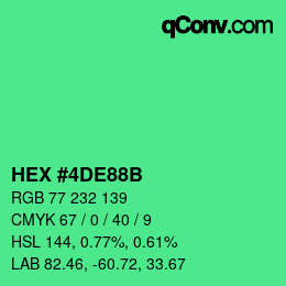 カラーコード: HEX #4DE88B | qconv.com