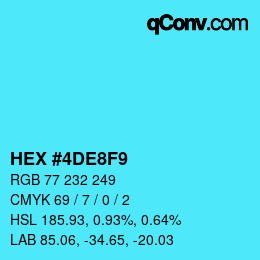 カラーコード: HEX #4DE8F9 | qconv.com