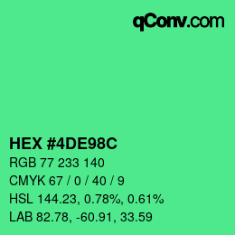 Color code: HEX #4DE98C | qconv.com