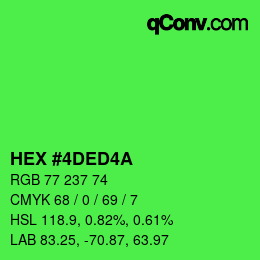Color code: HEX #4DED4A | qconv.com