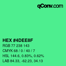 Color code: HEX #4DEE8F | qconv.com