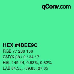 Color code: HEX #4DEE9C | qconv.com