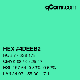 カラーコード: HEX #4DEEB2 | qconv.com