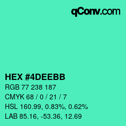 カラーコード: HEX #4DEEBB | qconv.com
