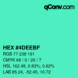 Color code: HEX #4DEEBF | qconv.com
