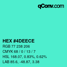 Color code: HEX #4DEECE | qconv.com