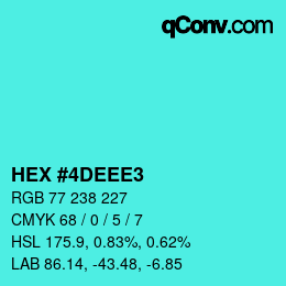 Color code: HEX #4DEEE3 | qconv.com