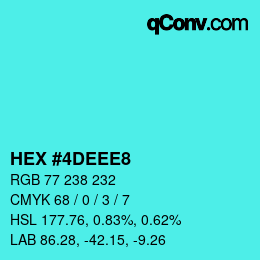 Color code: HEX #4DEEE8 | qconv.com