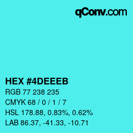 Color code: HEX #4DEEEB | qconv.com