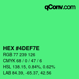 Color code: HEX #4DEF7E | qconv.com
